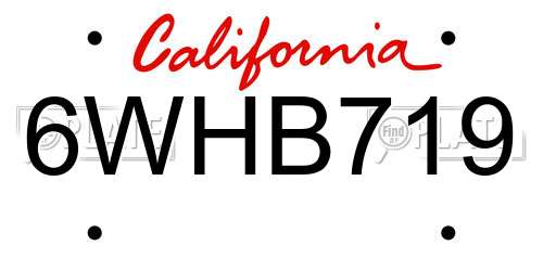 6WHB719 California License Plate