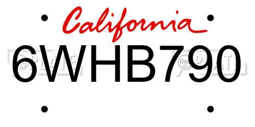 6WHB790 California License Plate