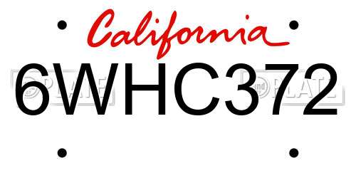 6WHC372 California License Plate