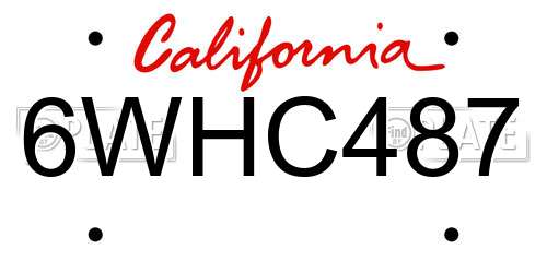 6WHC487 California License Plate