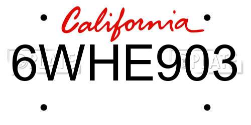 6WHE903 California License Plate