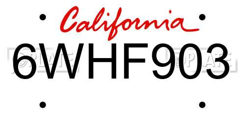 6WHF903 California License Plate