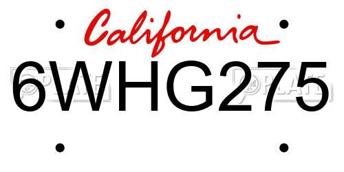 6WHG275 California License Plate