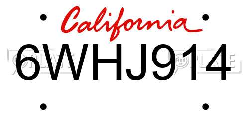 6WHJ914 California License Plate