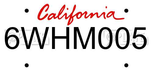 6WHM005 California License Plate