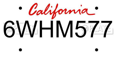 6WHM577 California License Plate