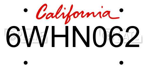 6WHN062 California License Plate