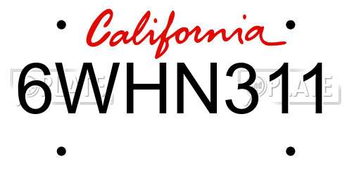 6WHN311 California License Plate