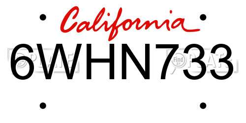 6WHN733 California License Plate