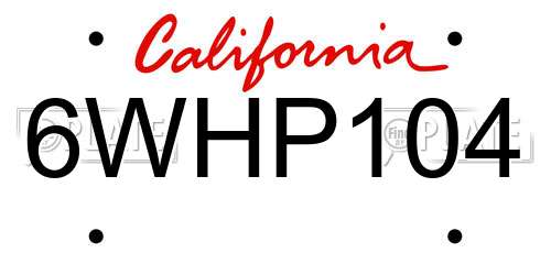6WHP104 California License Plate