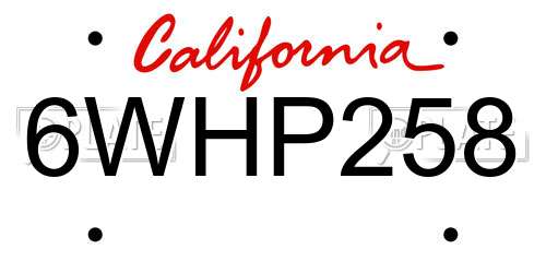 6WHP258 California License Plate