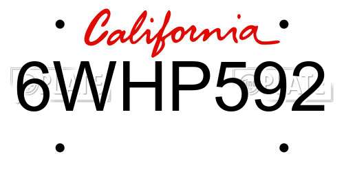 6WHP592 California License Plate