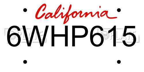6WHP615 California License Plate