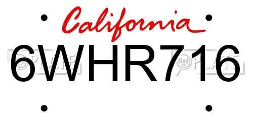 6WHR716 California License Plate