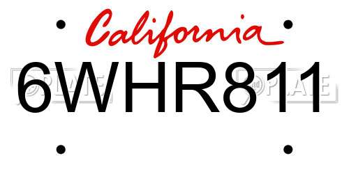 6WHR811 California License Plate