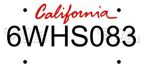 6WHS083 California License Plate