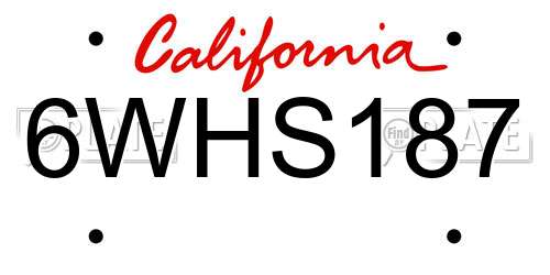6WHS187 California License Plate