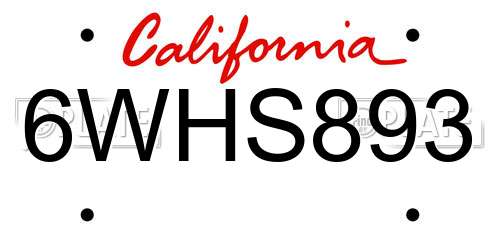 6WHS893 California License Plate