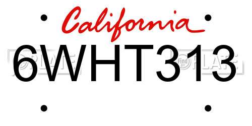 6WHT313 California License Plate