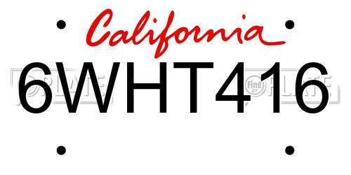 6WHT416 California License Plate