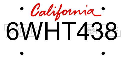 6WHT438 California License Plate