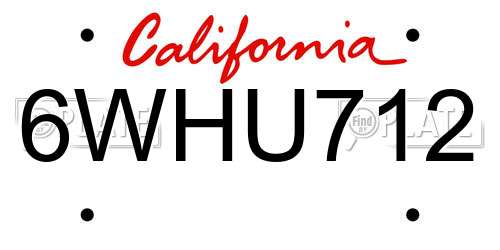 6WHU712 California License Plate