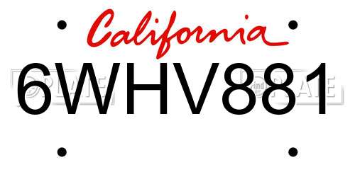 6WHV881 California License Plate
