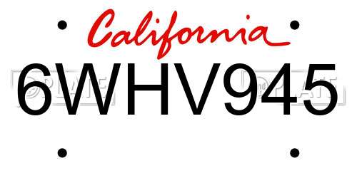6WHV945 California License Plate