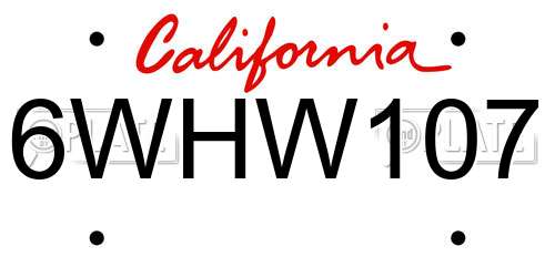 6WHW107 California License Plate