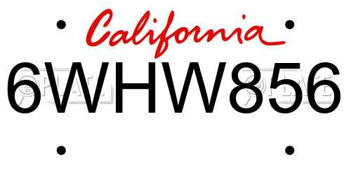 6WHW856 California License Plate