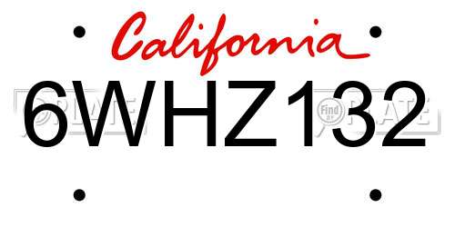 6WHZ132 California License Plate