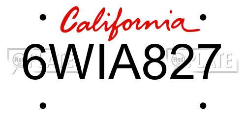 6WIA827 California License Plate
