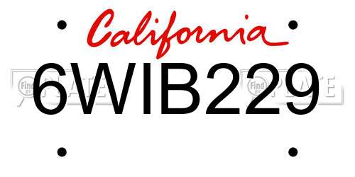 6WIB229 California License Plate