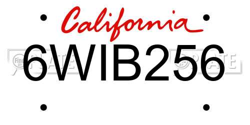 6WIB256 California License Plate