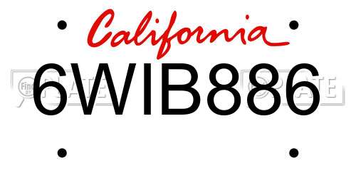 6WIB886 California License Plate