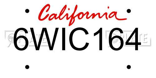 6WIC164 California License Plate