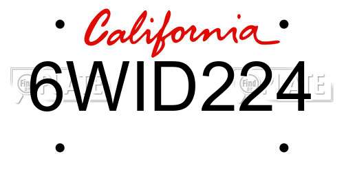 6WID224 California License Plate