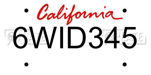 6WID345 California License Plate