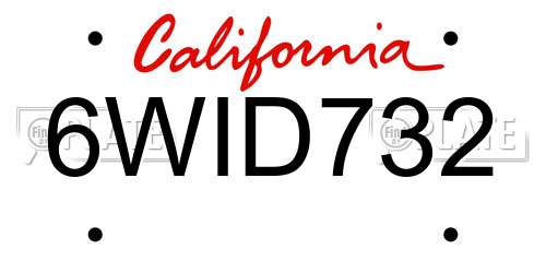 6WID732 California License Plate