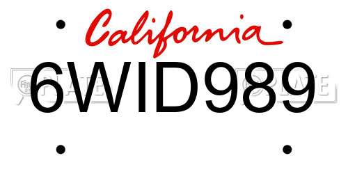 6WID989 California License Plate