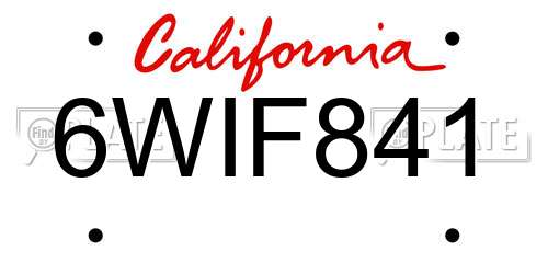 6WIF841 California License Plate