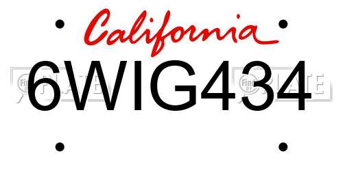 6WIG434 California License Plate