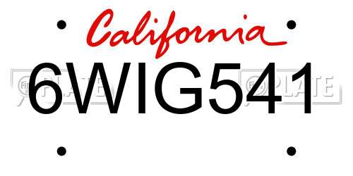 6WIG541 California License Plate