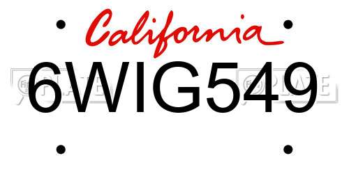 6WIG549 California License Plate