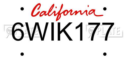 6WIK177 California License Plate