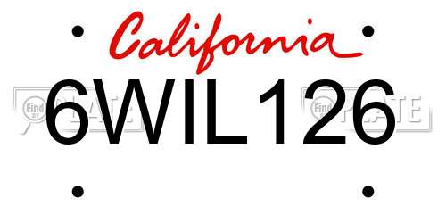 6WIL126 California License Plate