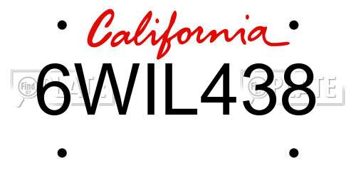 6WIL438 California License Plate