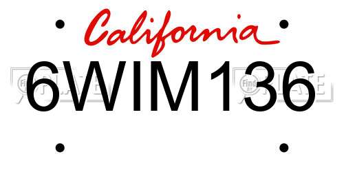 6WIM136 California License Plate