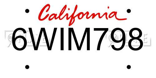 6WIM798 California License Plate