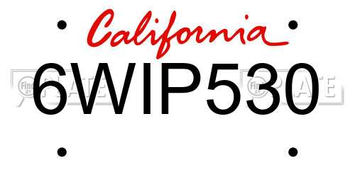 6WIP530 California License Plate